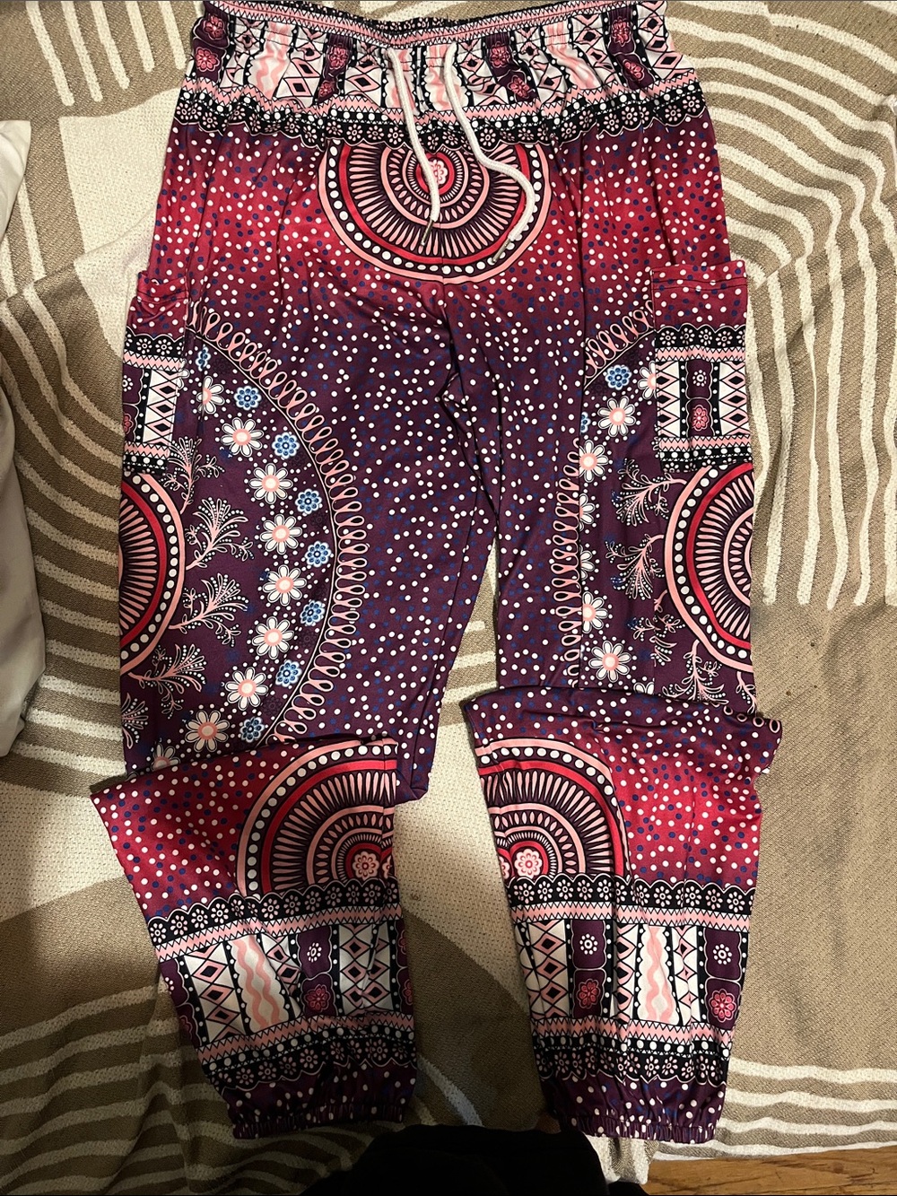 Girls' Purple Floral Mandala Print Leggings